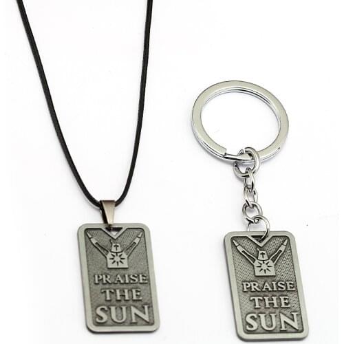 Game Dark Souls Solaire of Astora Praise The Sun Alloy Keychain Keyring Key Chains Pendant Necklace Chain Jewelry Accessories