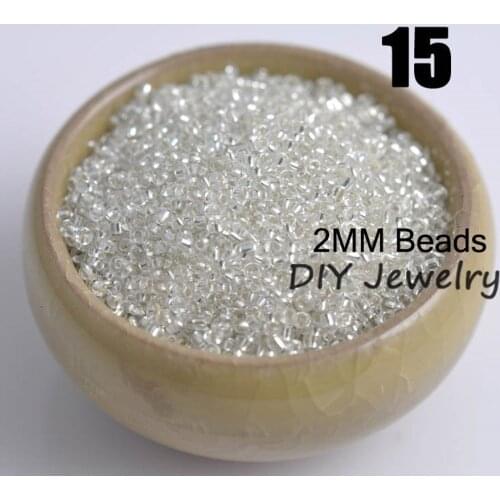 16g 1000pcs 2mm 12/0 Silver Color Silver Lined Round Loose Spacer Beads Cezch Glass Seed Bead Handmade Jewelry DIY Garment Bead