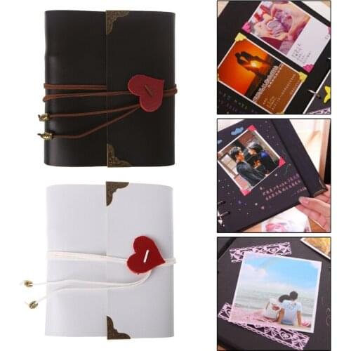 DIY Vintage Artificial Leather Pocket Photo Album Anniversary Gift Scrapbook