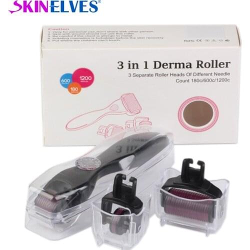 DRS 3 in 1 Derma Roller System Multifunction Micro Roller Mesoroller Derma Roller 1200 Skin Care Hair-loss Treatment Tools