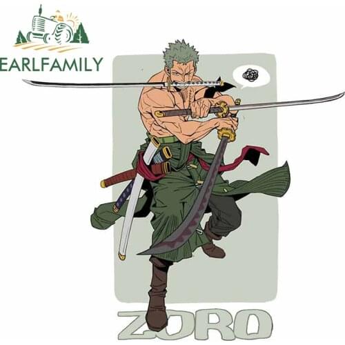 EARLFAMILY 13cm x 12.4cm For One Piece Zoro Car Stickers Vinyl Material Decal Car Styling Windows Occlusion Scratch Decor