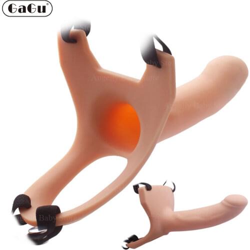 GaGu Hollow Silicone Strapon Dildo for Men Penis Pump Extend Strap on Dildo No Vibration Strap-On Penis Extender with Harness
