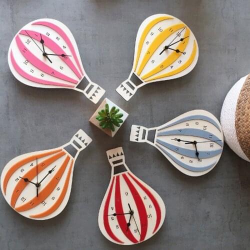 Nordic Style Hot Air Balloon Clock For Children Room Cute Wall Clock Home Decoration