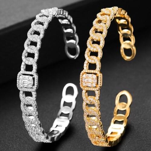 Jimbora Original Trendy Luxury Open Bangle Jewelry For Women Full Micro Cubic Zircon Jewelry Bangle for Women Girls Party 2020