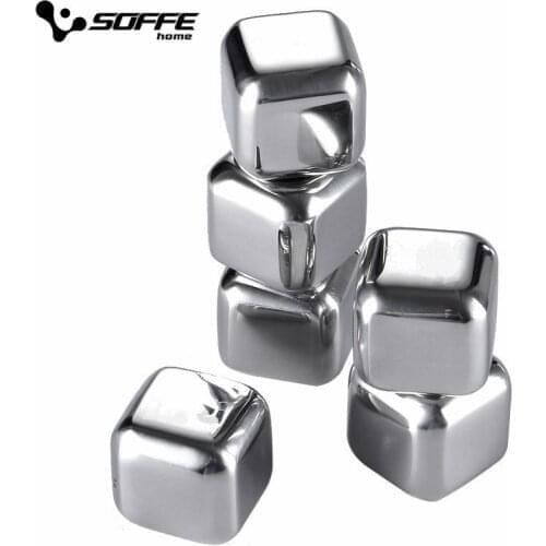 Soffe Stainless Steel Square Ice Block 2.5*2.5cm Red Wine Whiskey Ice Cube Fast Freezing Reusable Ice Cubes