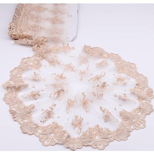 MLAEY 2Yards Gold Embroidered Flower Lace Trim High Quality Lace Fabric DIY Craft&Sewing Dress Clothing Accessories
