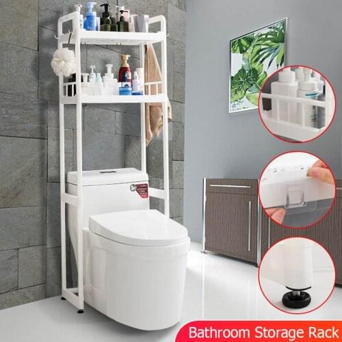 2/3Tiers Toilet Shelf Floor Type Storage Shampoo Towel Accessory Rack Bathroom Washing Machine Shelf Organizer Floor Standing