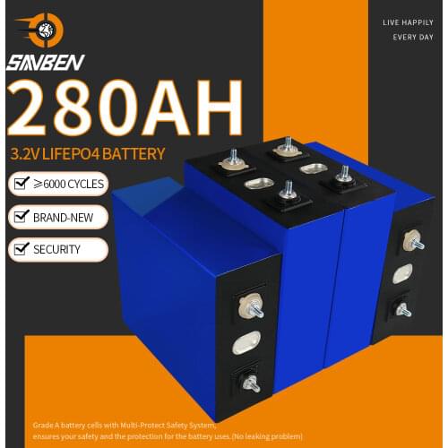 8PCS 3.2V Lifepo4 Cell 280AH Brand New Grade A DIY 12V 24V 48V Rechargeable Battery Pack Deep Cycle With Free Busbars Tax Free