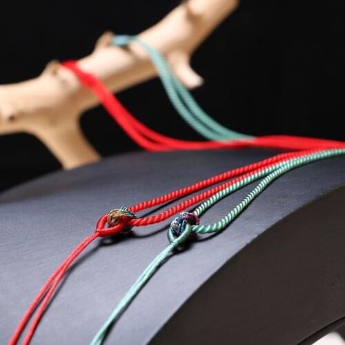 Necklace Hand-Woven Red Rope Pendant Lanyard Hanging Neck Braided Jewelry Found Rope Nylon Retro Fashion Trend Simple Creativity