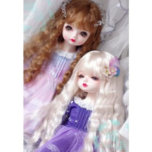 New Bjd Doll Wig 1/3 1/4 1/6 baby soft silk wavy blonde/light brown princess BJD SD DD Doll Wig