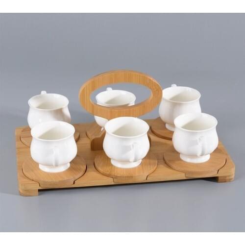 Valley Bamboo Dish 13 Piece Porcelain Cup Pad