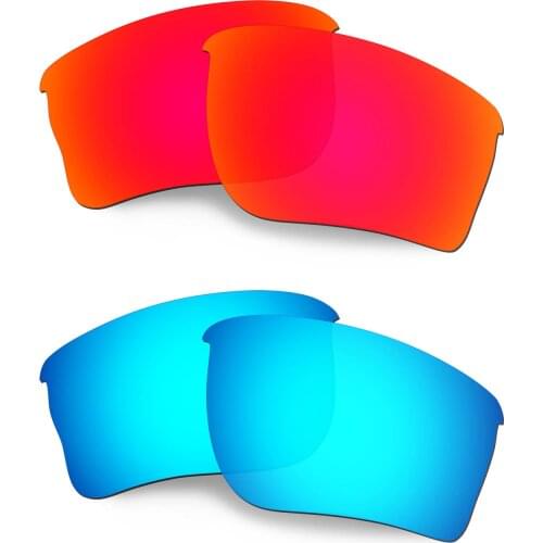 HKUCO Polarized Replacement Lenses For Quarter Jacket Sunglasses Red/Blue 2 Pairs