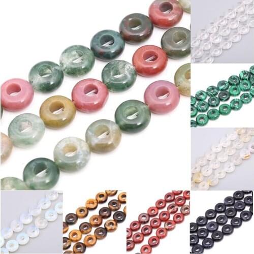 4*10mm Natural Stone Colorful Malachite Crystal Hollow Round Ring Loose Beads for Jewelry Making DIY Hot Bracelet Necklace 15"