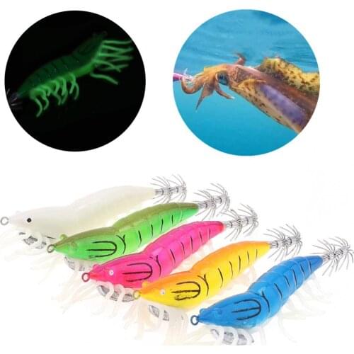 Squid Bait Hook 10cm 13g Luminous Shrimp Jig Fishing Lures Hooks for Fishing Squid Octopus Cuttlefish Lures