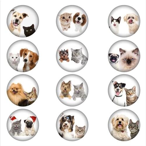 50PCS Mixed Charm Snap Button Jewelry Cat Dog Christmas For DIY 18MM Glass Button Snap Bracelet Necklace Jewelry