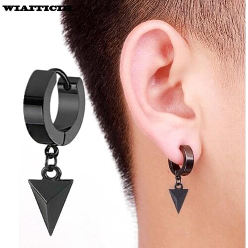 Dangle Earrings For Men Woman Vintage Punk Geometric Stainless Steel Male Black Jewelry Retro Earring Ювелирные Украшения