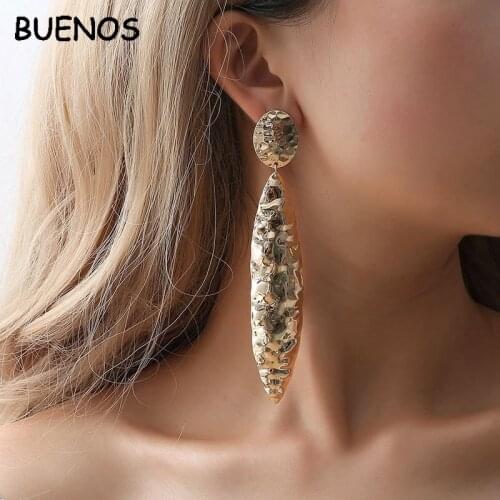 Buenos 2019 New Irregular Statement Earrings for Women Gold Silver Color Metal Fashion Vintage Ear Jewelry Wedding Party Earring