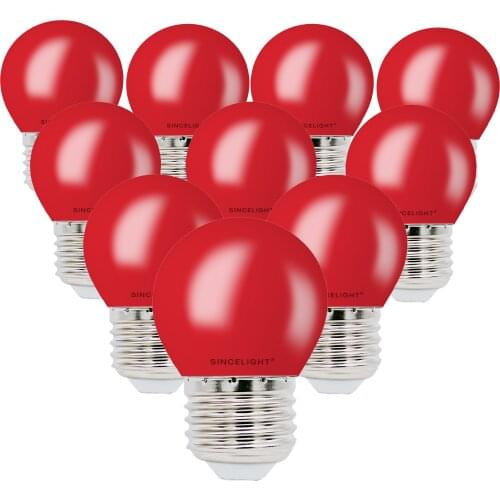 10pcs Red LED Bulb E27 B22 1W 120V 240V G45 Color RGB LED Lamp Holiday Christmas Party Decor Global Light For Home Lighting