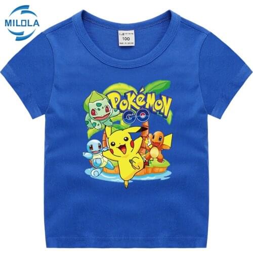 Takara Tomy Pokemon Pikachu T-shirt For Kids Summer Tees Boys Girls Funny Anime Tshirt Cute Children Clothing Tops tshirt boy