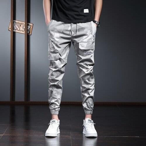 Thin Cargo Pants Elastic Waist Fashion Camouflage Military jogging pants for man Elastic Waist Summer 2021 New