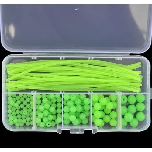 Luminous Fishing Beads Tube 150pcs/set Soft Rubber Floating Glow Fishing Beads Fishing Rig Tube Sleeve Accessories