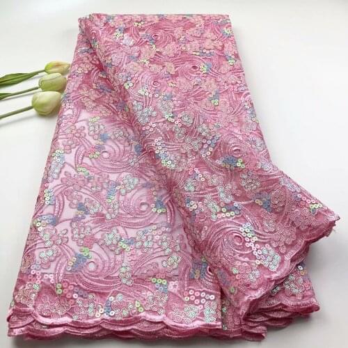 Party Q New African Lace Fabric 2021 Organza Lace Fabric French Cord Sequins Embroidery For Nigerian Party Dres