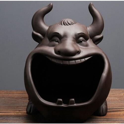 VILEAD Creative Cow Ashtray Animal Figurines Feng Shui DecorOffice Living Room Decoration Accessories Gifts for Boyfriend Dad