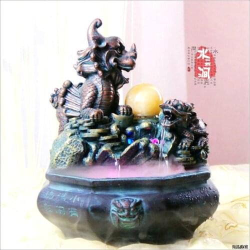The water fountain waterscape decoration home feng shui Shou turtle kylin round ornaments shop Zen gifts humidifier