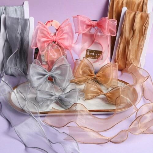 Wave Silk Organza ribbon Bow material for hair ornament gift Christmas Wedding decoration lace ribbons DIY Decoration Ribbons