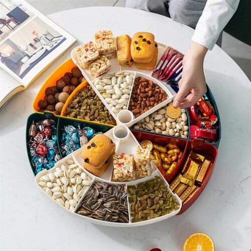Rotation 2-Layer Candy Box Nut Case Snack Storage Box Container Dessert Tray Fruit Plate Wedding Home Desktop Organizer