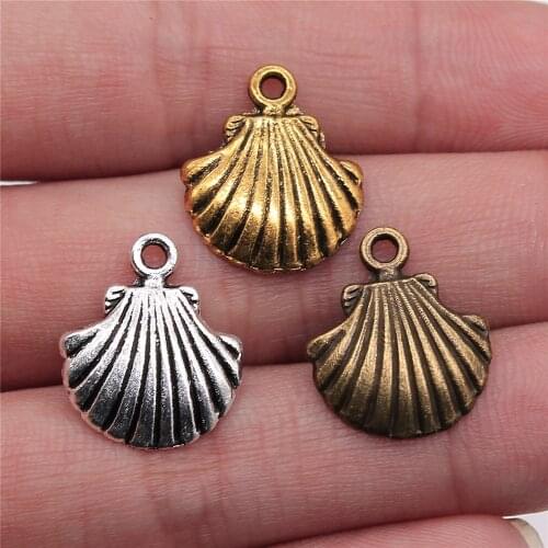 WYSIWYG 20pcs 18x15mm 3 Colors Antique Gold Antique Silver Color Antique Bronze Shell Charm Seashell Charm For Jewelry Making
