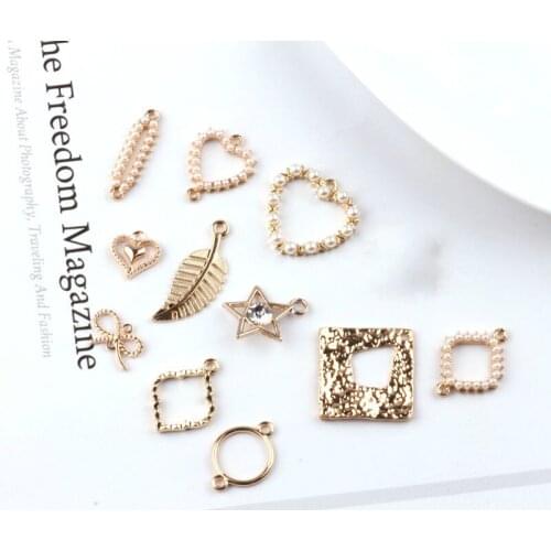 DIY jewelry accessories, alloy simple pearl love earring material bracelet pendant
