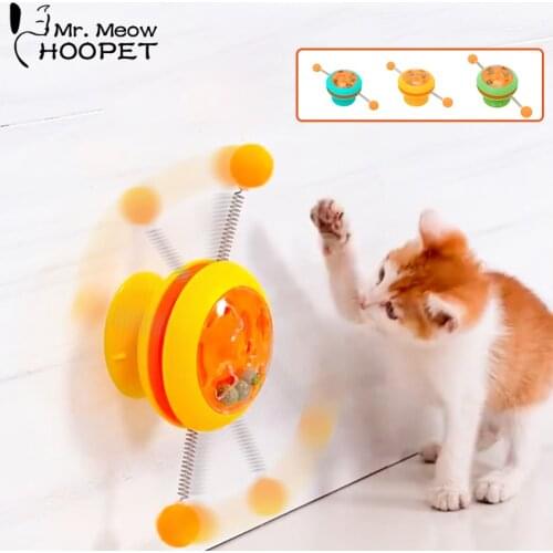 Hoopet Funny Cat Stick Auto-rotating Toys For Cats Pet Fidget Toy Cat Toy With Suction Cup Ball Spring Toy For Pet Cat Suppliers