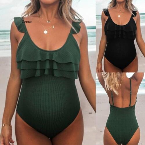 New 2021 One-Piece Swimsuit Women Push Up Maternity Swimwear Black Green Lace Swimsuit Bikini Swimming Beachwear