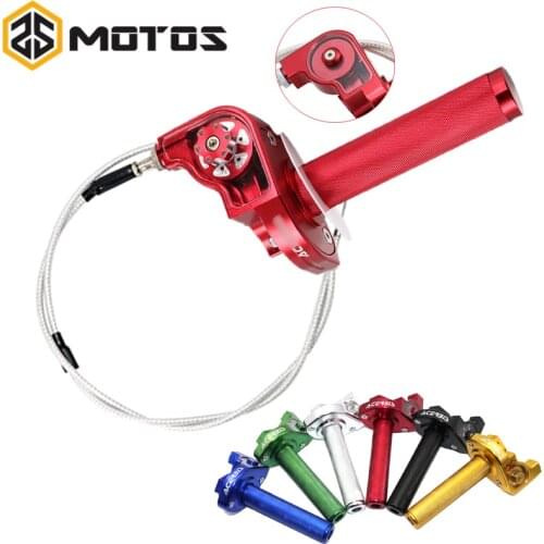 ZS MOTOS 22mm CNC Aluminum Acerbs Throttle Grip Quick Twister + Throttle Cable CRF50 70 110 IRBIS 125 250 Dirt Bike Motorcycle