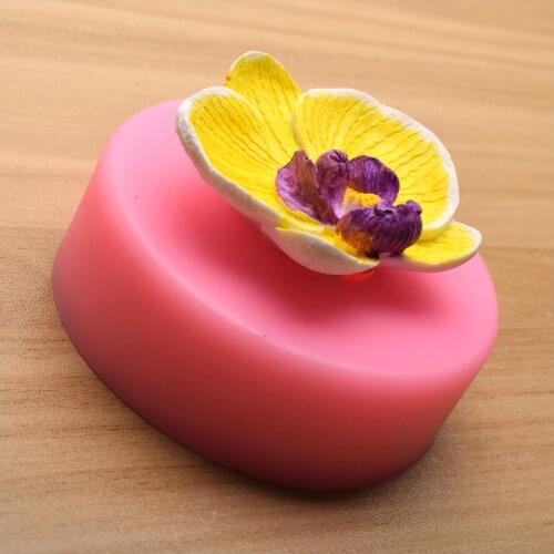 1Pcs 5.7cm 3D Flower Soap Mold Butterfly Orchid Fondant Cake Silicone Mold Chocolate Cake Decoration DIY Cake Baking Tool