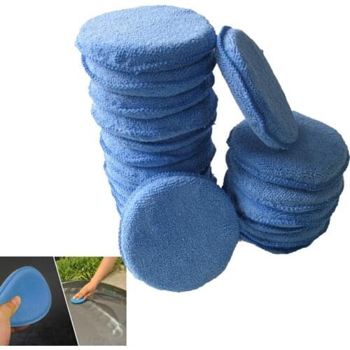 10 Pcs/Lot Car Round Microfiber Waxing Polishing Pads Foam Sponge Wax Applicator Car Window Body Care Cleaning Pad