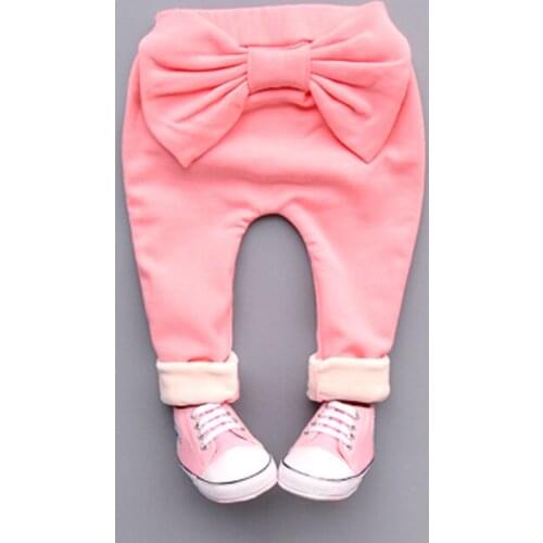 2016 spring autumn Winter Pants Girls Kids Sweet Big Bow Cotton Cute Pp Long Pant comfortable baby Clothes Children Clothing