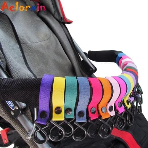 3Pcs/Lot New Plastic Stroller Cup Holder Pram 2 Hooks Nylon Pushchair Car Hanging Strap Portable Baby Stroller Accessories