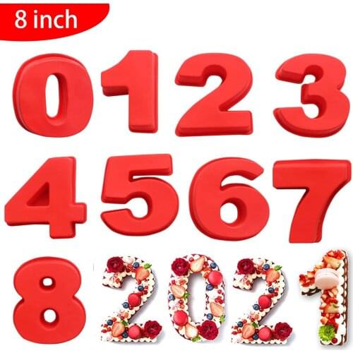 3D Numbers Cake Design Molds Arabic Number Digit Pastry Mould Decoration 0-9 Silicone Form For Baking Pan Birthday