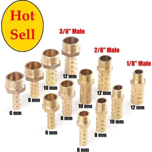 4pcs/lot 1/8" 2/8" 3/8" Male Thread Connector 6~12mm Pagoda Brass Connectors Irrigation Copper Gas Soft Pipe Hose Adapters