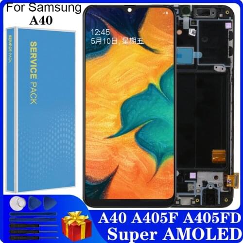 5.9" AMOLED LCD For Samsung A40 2019 A405F A405 LCD display touch Screen Digitizer Assembly with frame replacement repair parts