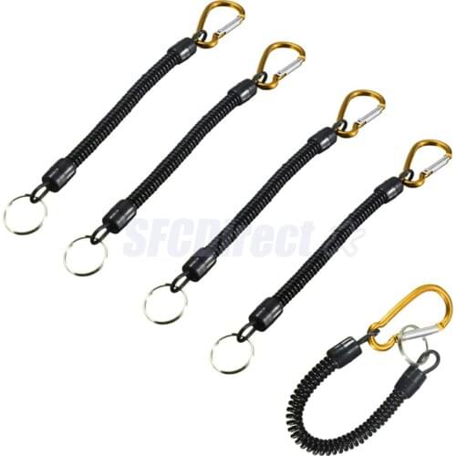 5pcs Retractable Fishing Lanyard Coiled Tether Secure Tackle Tools Golden