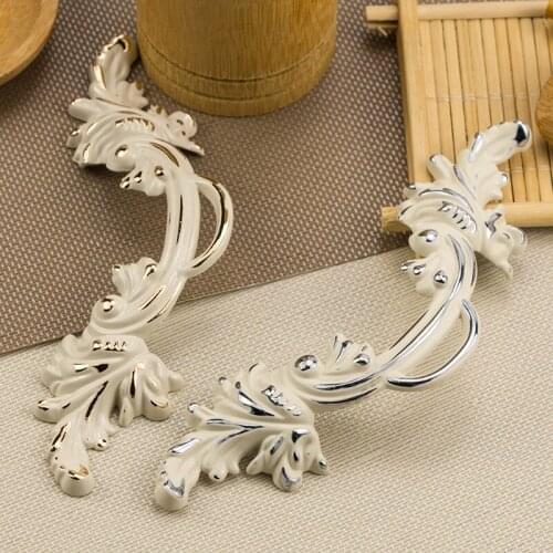 5x Ivory white Antique Cupboard handles Door Drawer Pull Knobs American Style Wardrobe Cabinet Knobs and Handles 64mm Hole CC