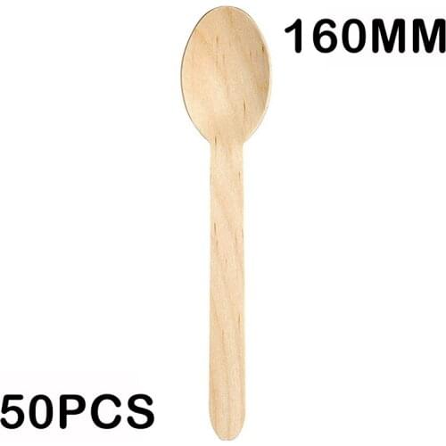 Promotion - Party Wedding Supplies 160mm Disposable Tableware Wood Coffee Tea Stirrer/Ice Cream Wood Spoon, 50/Pack
