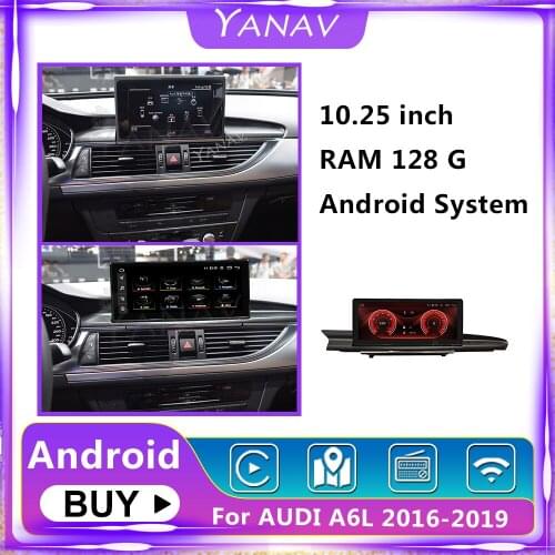 10.25 Inch 2 Din Android Dumb Black Car Radio For Audi A6L 2016-2019 Multimedia MP4 DVD Player Auto Head Unit GPS Navigation
