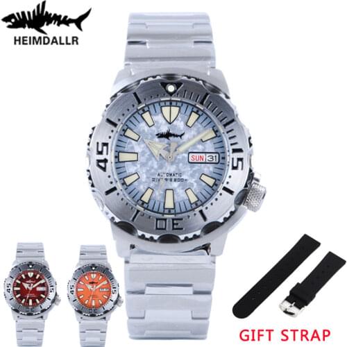 HEIMDALLR The New Monster Automatic Date Diving Watch Mechanical C3 Luminous Sapphire Srystal Automatic Watch Men Waterproof