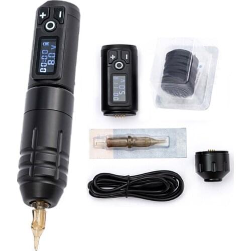 2021 New Arrival Wireless Tattoo Machine Pen Brush Coreless Motor Strong Quiet With Extra 2400mA/h Battery RCA Adapter Kit