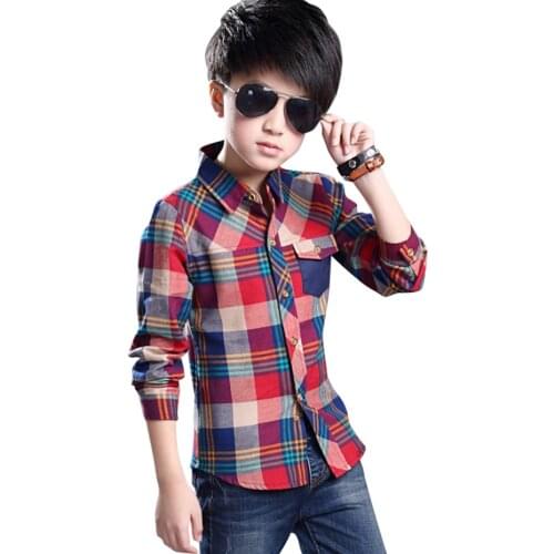 Blouse For Boys Plaid Pattern Blouses For Boy Spring Autumn Blouse Childrens For Boy Casual Style Clothes For School For Boys 6