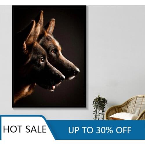 Black and White German Shepherd Dog Animal Wall Art Canvas Painting Posters Prints Wall Decor Germany Fine Home Decor